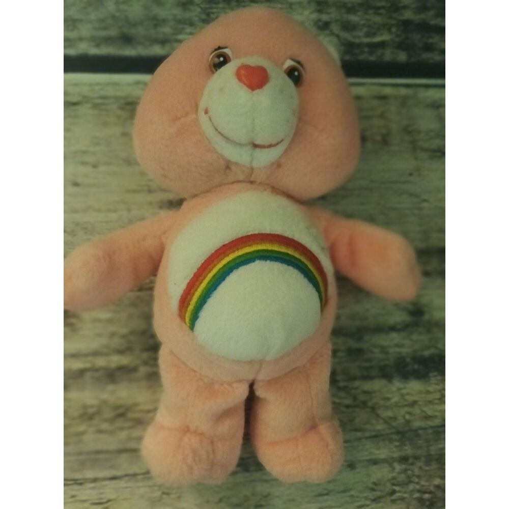 Vintage Care Bear Plush - Cheer Bear Pink Rainbow Belly 8 Inch No Tush Tag